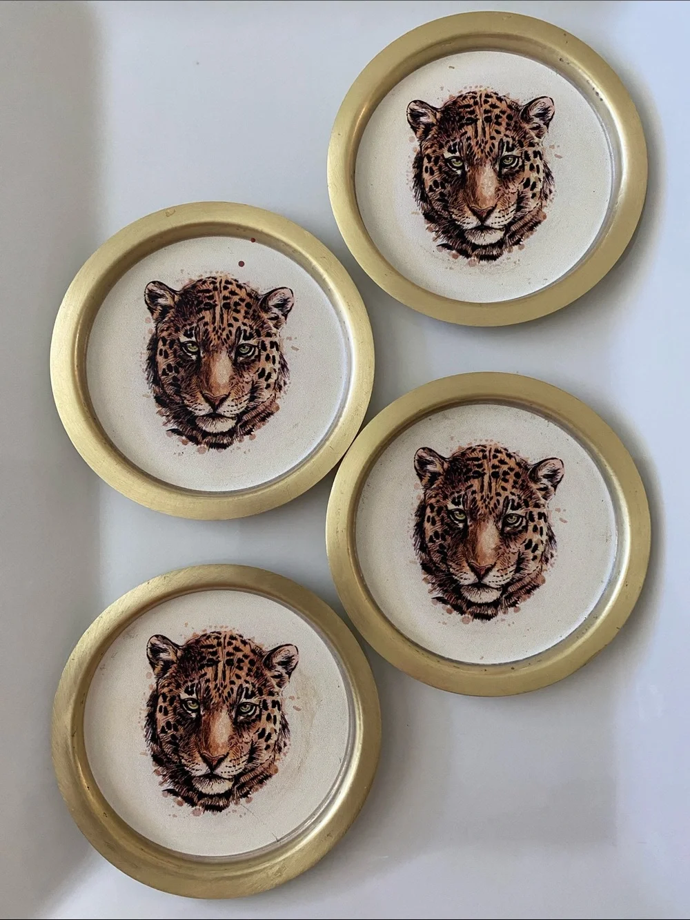 Leopard Head Decorative Coasters - Set of 4